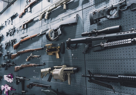 Collection of rifles and carbines on the wall