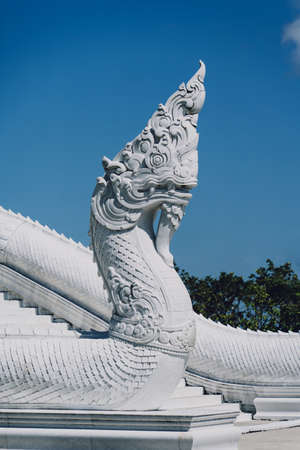 Details and fragments of old traditional buddhist temple in Thailandの写真素材