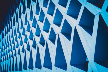 Abstract geometric background with triangles and buildings cells