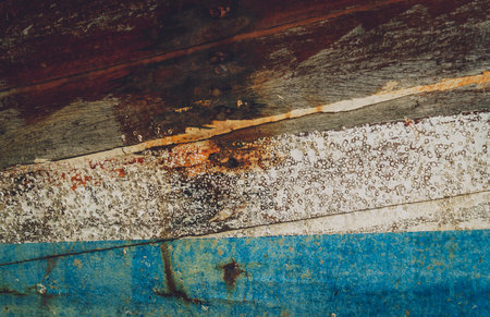 Background and texture of old wooden boatの写真素材