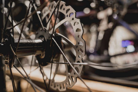Photo of new gears and chains of mountain bicycleの写真素材