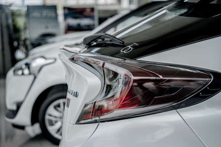 PHUKET, THAILAND - JUNE 05, 2022: Cars in showroom of dealership Toyotaのeditorial素材