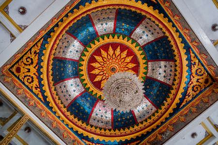 Fragment of an ancient mosaic at the asian templeの写真素材