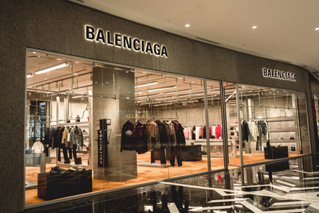 PHUKET, THAILAND - MAY 29, 2022: Balenciaga brand retail shop logo signboard on the storefront in the shopping mallのeditorial素材