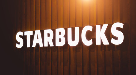 PHUKET, THAILAND - MAY 29, 2022: Starbucks Coffee Shop brand logo signboard on the storefront in the shopping mallのeditorial素材