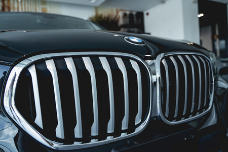 PHUKET, THAILAND - AUGUST 09, 2022: Cars in showroom of dealership BMWのeditorial素材