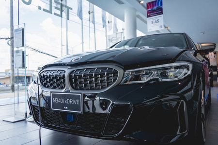 PHUKET, THAILAND - AUGUST 09, 2022: Cars in showroom of dealership BMWのeditorial素材