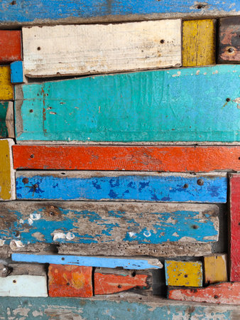 Background and texture of old wooden wallの写真素材