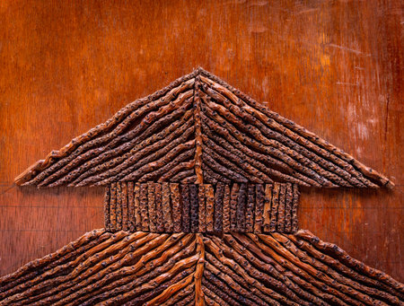 Background and texture of old natural woven strawの写真素材