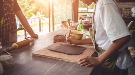 The master class in big workshop on making clay productsの写真素材