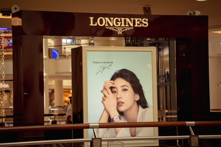 KUALA LUMPUR, MALAYSIA - DECEMBER 04, 2022: Longines brand retail shop logo signboardのeditorial素材
