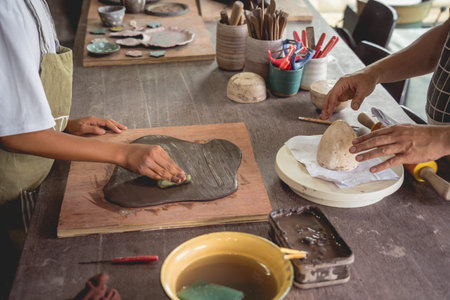 The master class in big workshop on making clay products