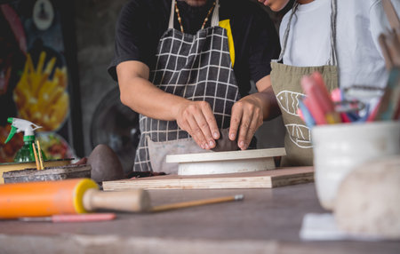 The master class in big workshop on making clay products