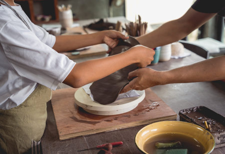 The master class in big workshop on making clay products