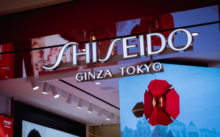 KUALA LUMPUR, MALAYSIA - DECEMBER 04, 2022: Shiseido brand retail shop logo signboard
