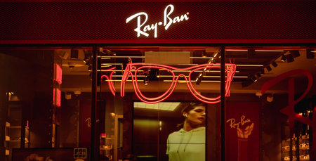 KUALA LUMPUR, MALAYSIA - DECEMBER 04, 2022: Ray Ban brand retail shop logo signboardのeditorial素材