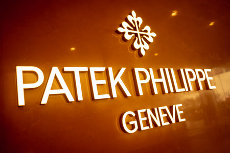 KUALA LUMPUR, MALAYSIA - DECEMBER 04, 2022: Patek Philippe brand retail shop logo signboard on the storefront in the shopping mallのeditorial素材