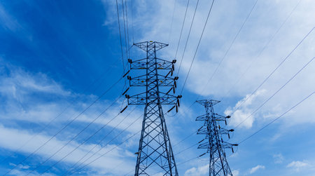 Structure pattern view of high voltage pole power transmission tower