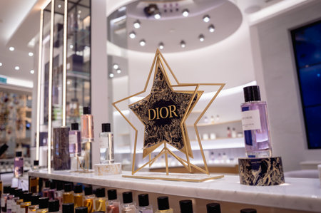 KUALA LUMPUR, MALAYSIA - DECEMBER 04, 2022: Christian Dior brand retail shop logo signboard on the storefront in the shopping mallのeditorial素材