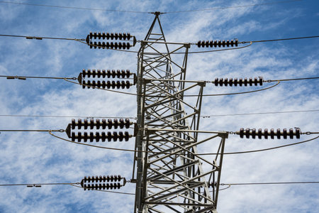 Structure pattern view of high voltage pole power transmission tower