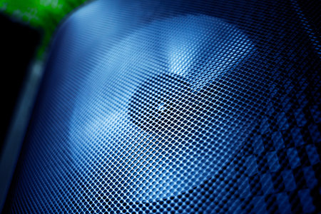 Textures of the speaker with a metal perforated grilleの写真素材