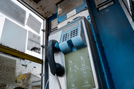Old and dirty street phones at the city landfillの写真素材
