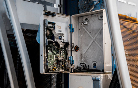 Old and dirty street phones at the city landfillの写真素材