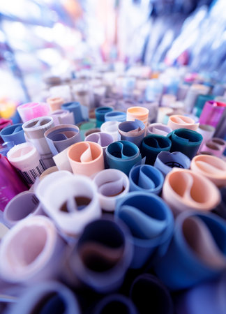 Background of assorted colored wrapping paper setの写真素材