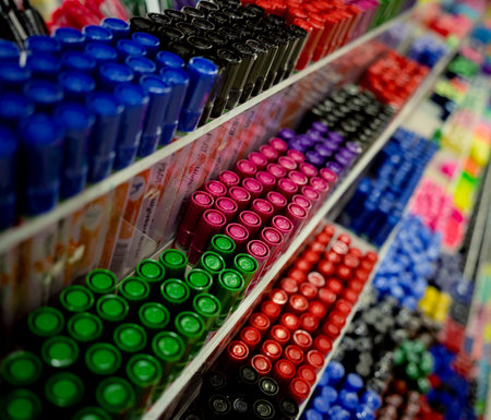 Background of lots assorted colorful marker pen setの写真素材