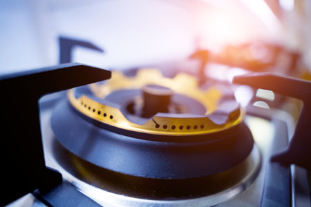 Domestic kitchen gas stove top cooker without flameの写真素材