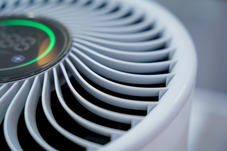 Closeup of an indoor air purifier in the storeの写真素材