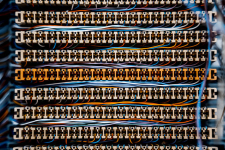 Old switch panel of a very old manual telephoneの写真素材