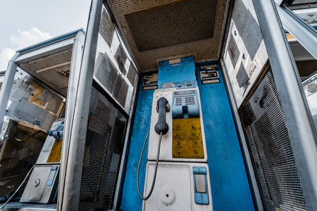 Old and dirty street phones at the city landfillの写真素材