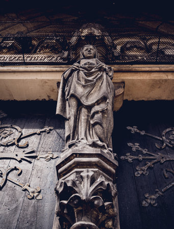 Architectural detail of the olds gothic cathedral in Europeの写真素材