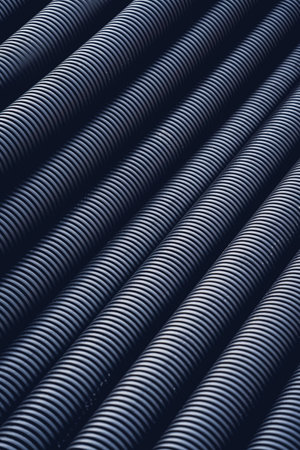 Texture of plastic corrugated pipe for protection underground cableの写真素材