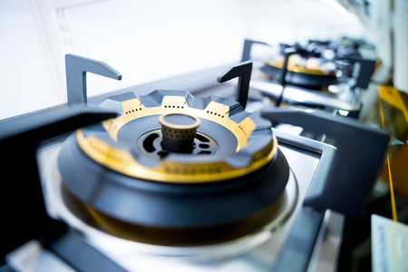 Domestic kitchen gas stove top cooker without flameの写真素材