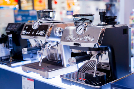 Coffee machine in the showroom of a large store