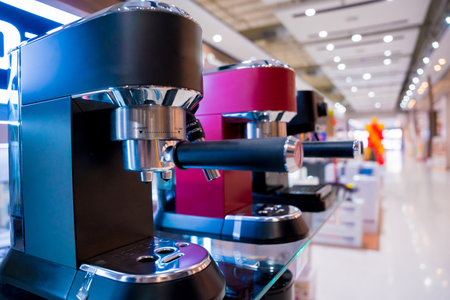 Coffee machine in the showroom of a large storeの写真素材