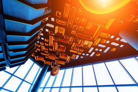 Abstract background with lamp lights and shadowの写真素材