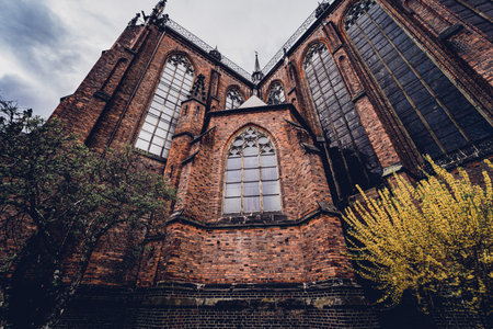 Architectural detail of the olds gothic cathedral in Europeの写真素材