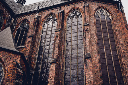 Architectural detail of the olds gothic cathedral in Europeの写真素材