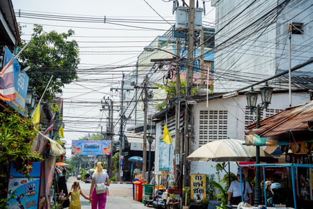 BANGKOK, THAILAND - 07 August, 2023: Autentic street in Thailand.のeditorial素材