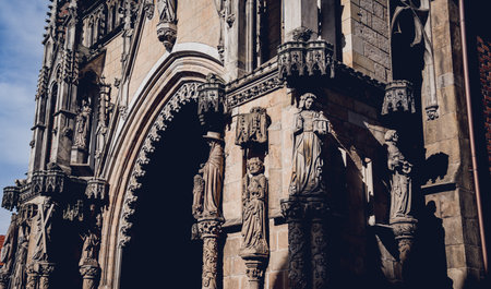 Architectural detail of the olds gothic cathedral in Europeの写真素材