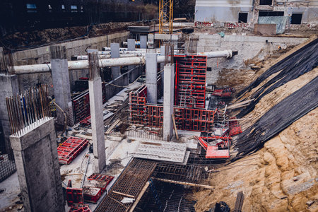 Photo of the undeground parking industrial construction siteの写真素材