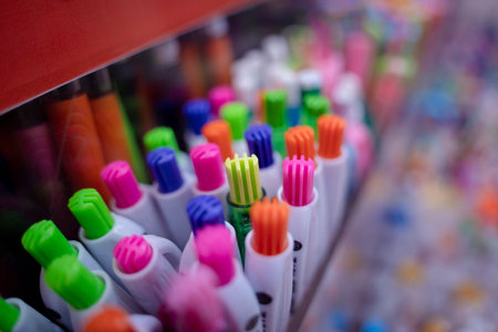 Background of lots assorted colorful marker pen set
