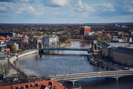WROCLAW, POLAND - 15, April 2023: Beautiful view of the historic houses and streets of the Old Town of Wroclaw.のeditorial素材