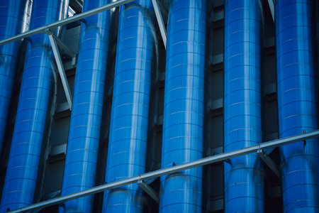 Liquid nitrogen tanks and heat exchanger coils for producing industrial gasの写真素材