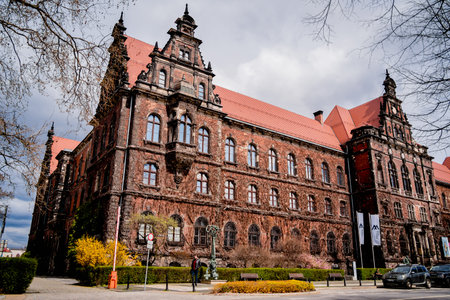 WROCLAW, POLAND - 15, April 2023: Exterior of historical houses and the streets at the Old Town in Wroclaw.のeditorial素材