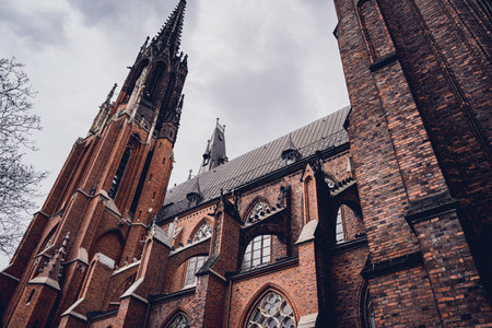 Architectural detail of the olds gothic cathedral in Europeの写真素材