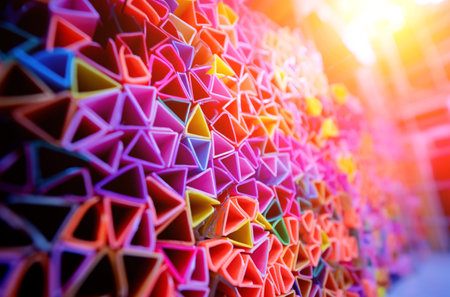 Background of colorful abstract texture with plastic trianglesの写真素材